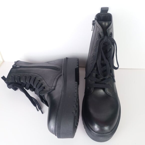 Aqua Logan Platform Hiker Boots Black 9.5M - Picture 9 of 16